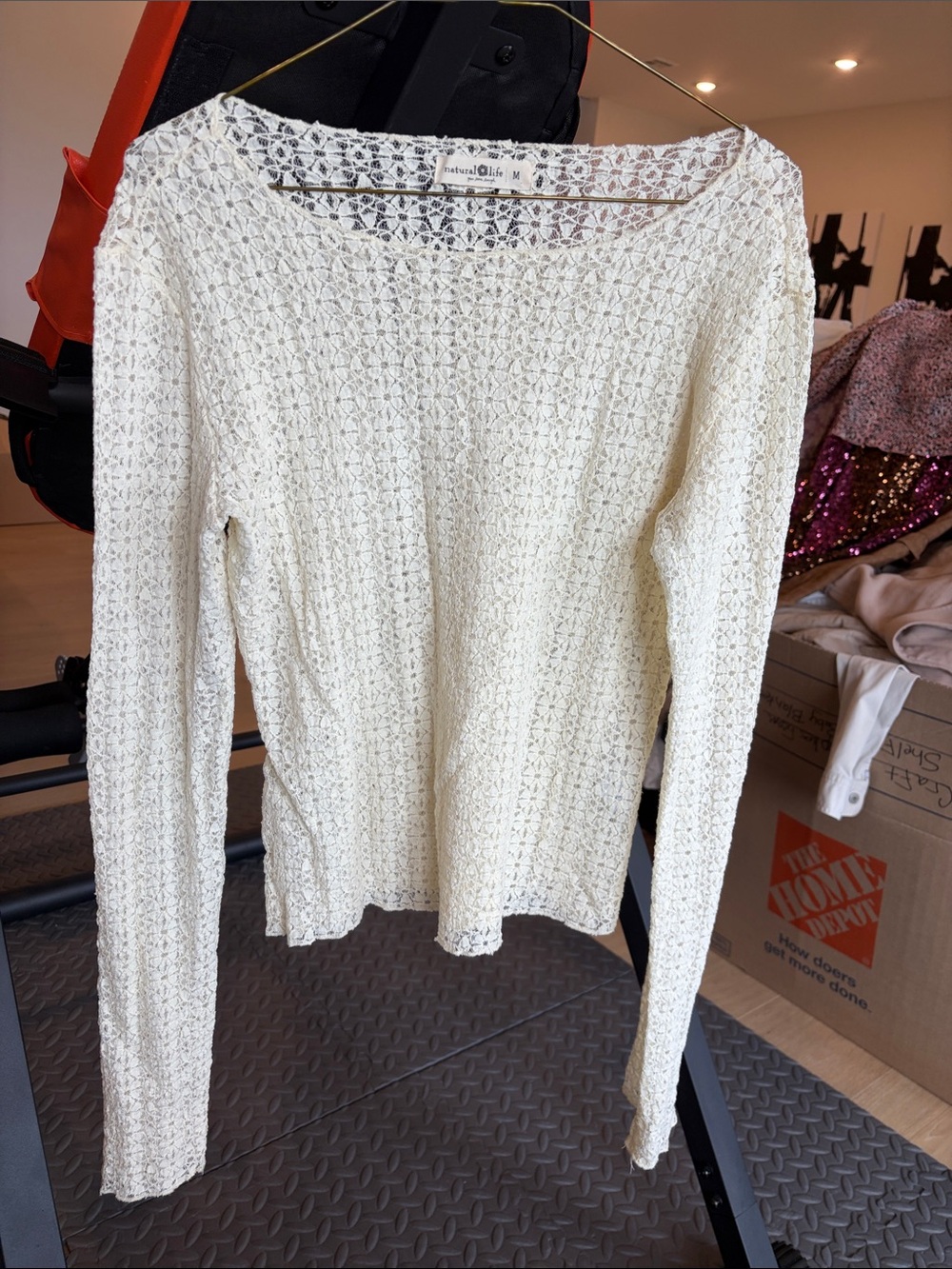 Boden Cream Open-Knit Long Sleeve Crewneck Sweater
